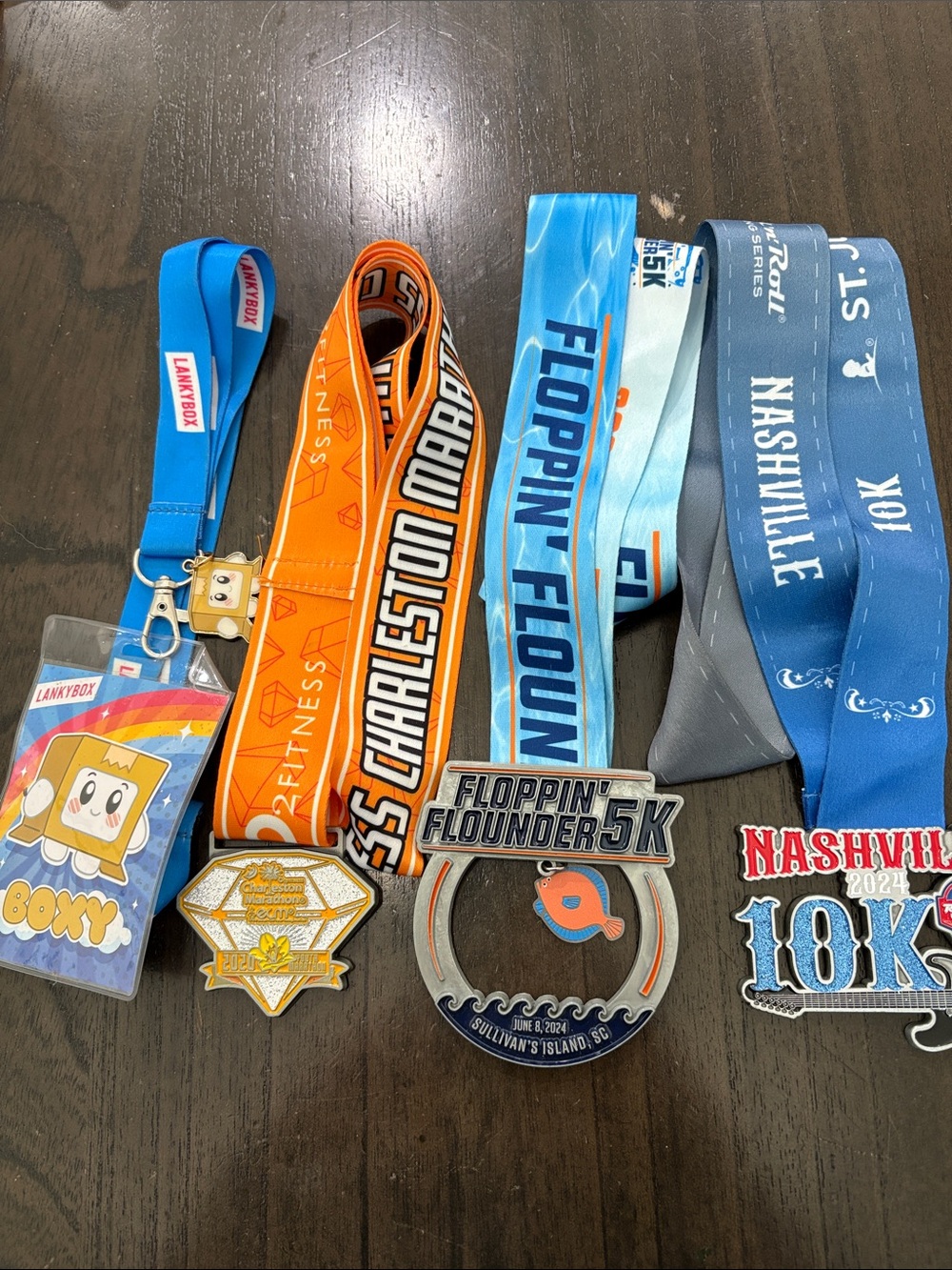 Set with Colorful Race Medals - Blue, Orange, Gray